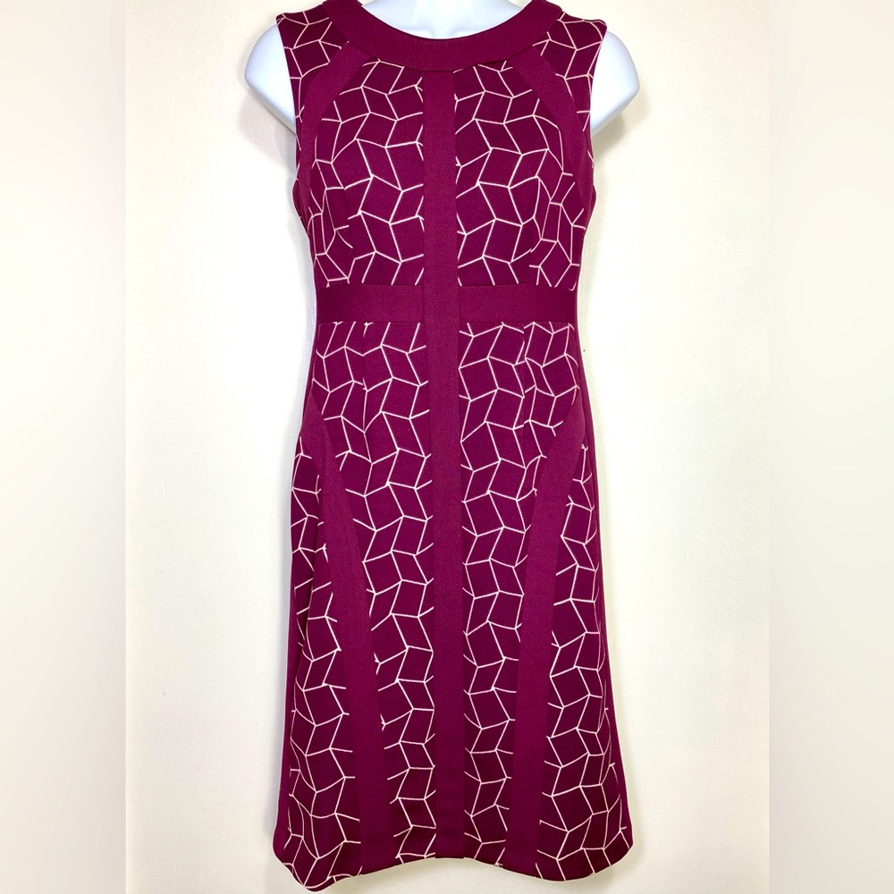 JM Collection Burgundy Maroon Sleeveless Women’s Career Sheath Midi Dress, 0P